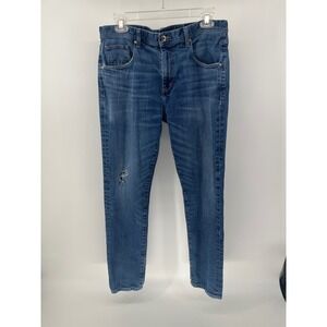 Johnnie-O Mens Medium Wash Straight Leg Stretch Denim Jeans 34x32 Blue